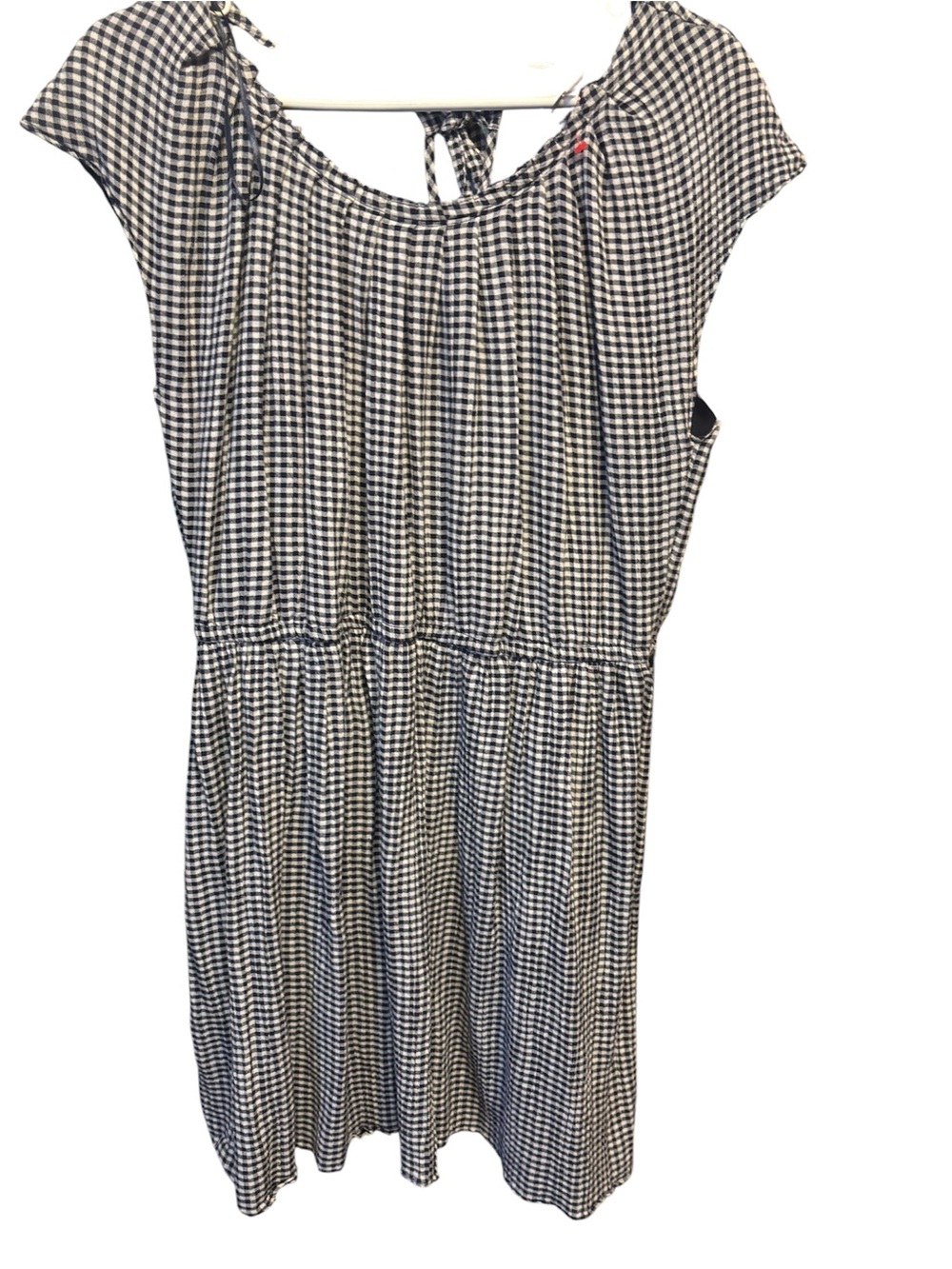 LC Lauren Conrad Black & White Gingham Cap-Sleeve Tie-Back Mini Dress